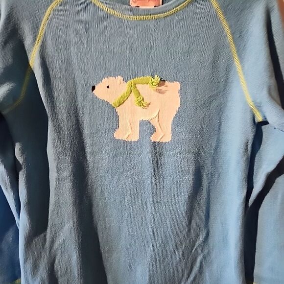 Quacker Factory Polar Bear Christmas Winter Blue Sweater M MEDIUM - Picture 2 of 4